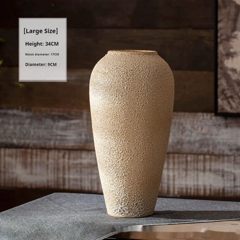 Handmade stoneware glazed vase in American country style with glass surface finish, available in large size