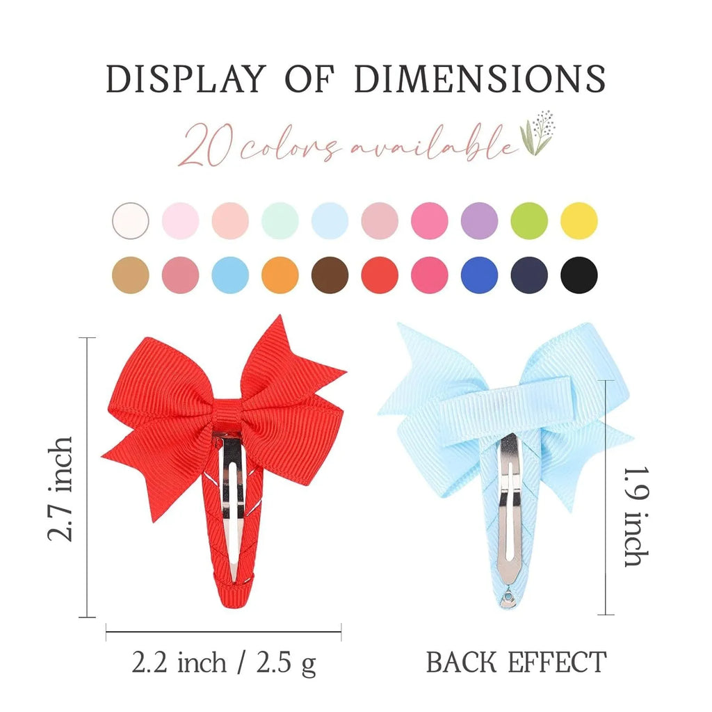 40-piece set of baby hair bows with grosgrain ribbon and fully wrapped snap clips