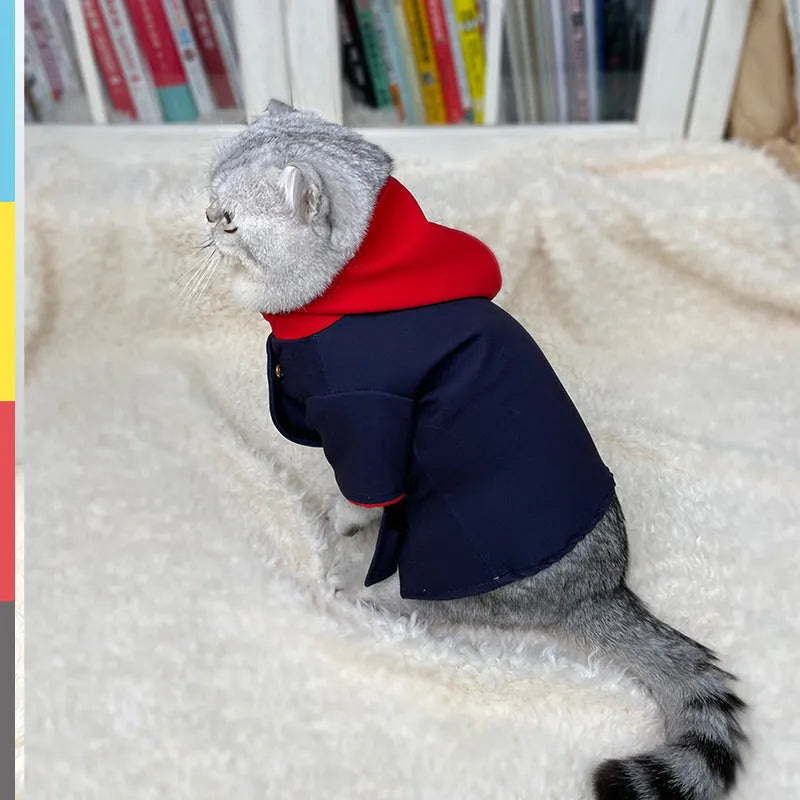 Tiger Staff Yuren coloured pet hoodie for cats and dogs, shown as a small or medium photo prop.