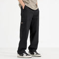All-match loose wide-leg pants in black drawstring mid-waist style