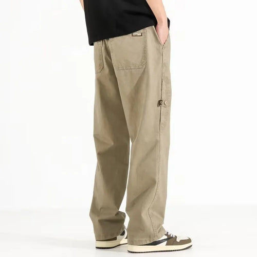 All-match loose wide-leg pants in black drawstring mid-waist style