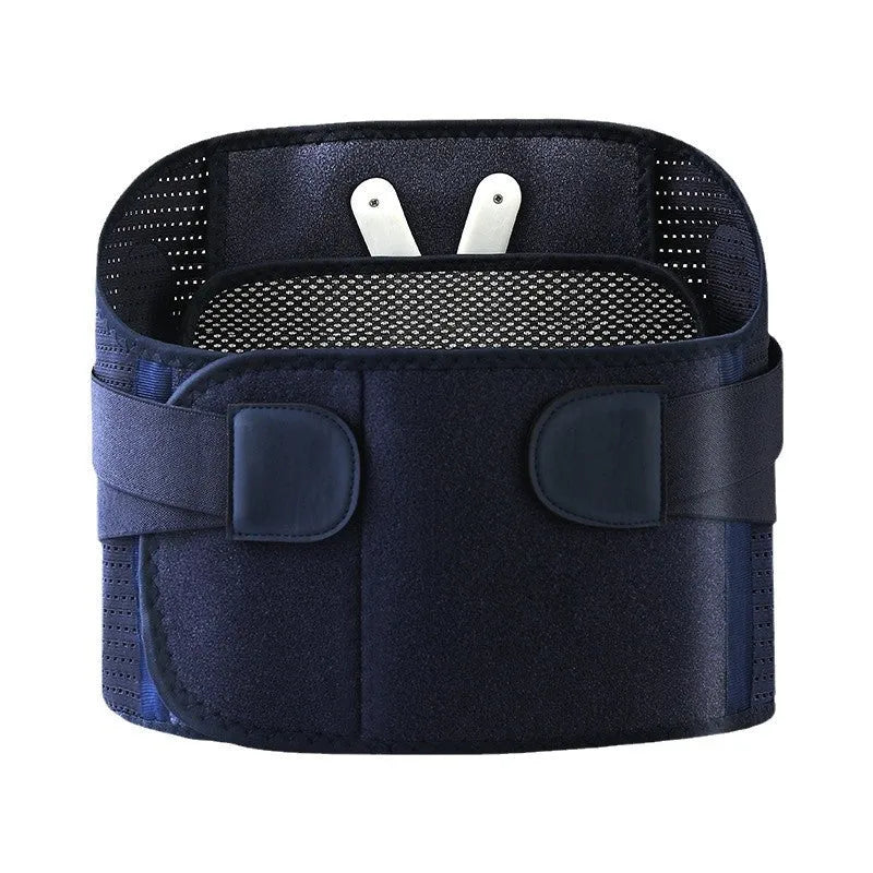 Dark blue warm massage vibration waist supporter with USB charging cable