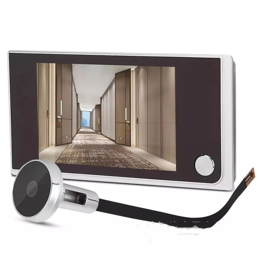 3.5 inch video digital door camera with 120 degree angle peephole viewer in black ABS plastic