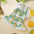 Rock yellow lemon polyester dog skirt with adjustable straps on small dog