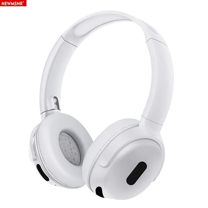 Foldable wireless Bluetooth headphones in black with over-ear design and folding hinge for travel storage