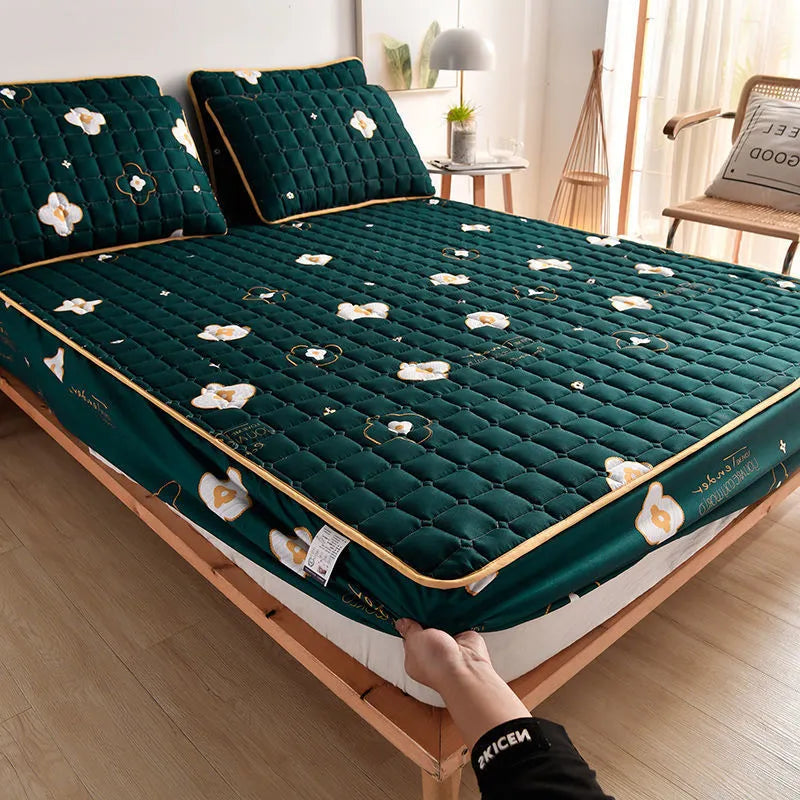 Dust-proof brushed fabric mattress cover in size 150x200cm with fitted sheet style and matching pillowcase