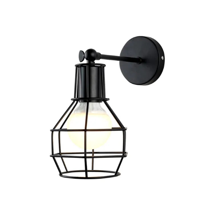 American black industrial style small wall lamp wrought iron antique finish indoor