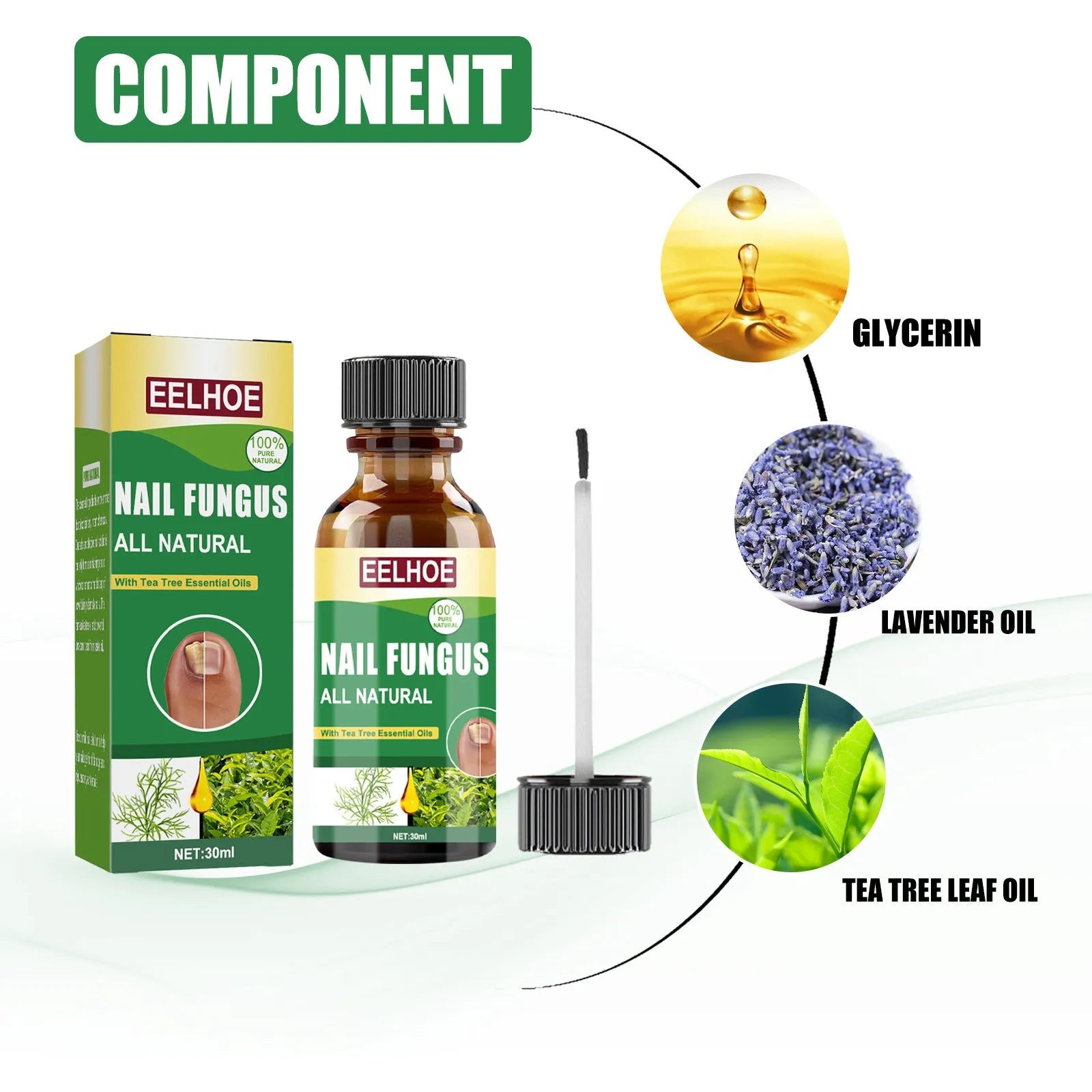 30ml tea tree oil foot and hand nail treatment bottle for brittle nail care
