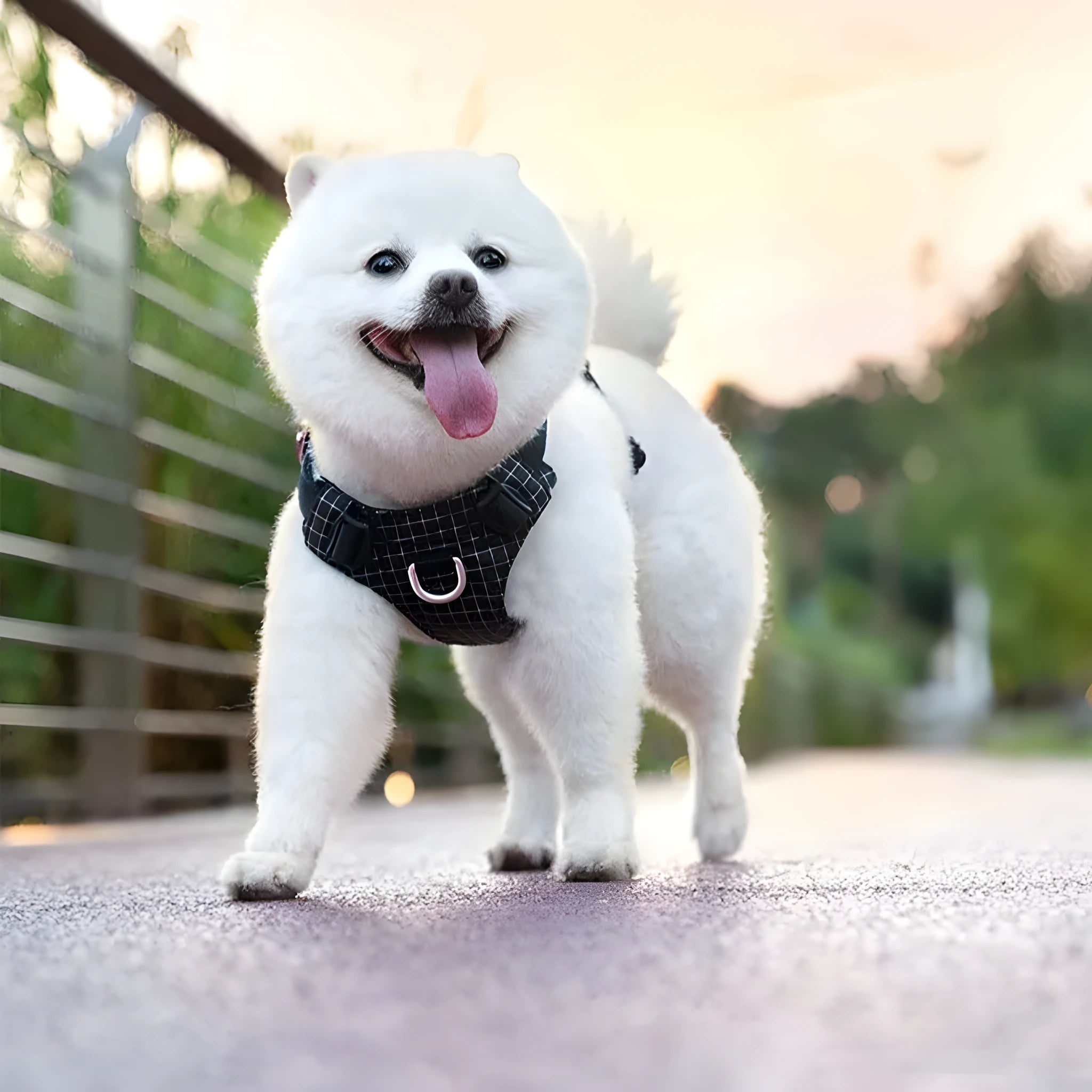 LED dog harness with reflective nylon chest strap for night walks in multiple colour options