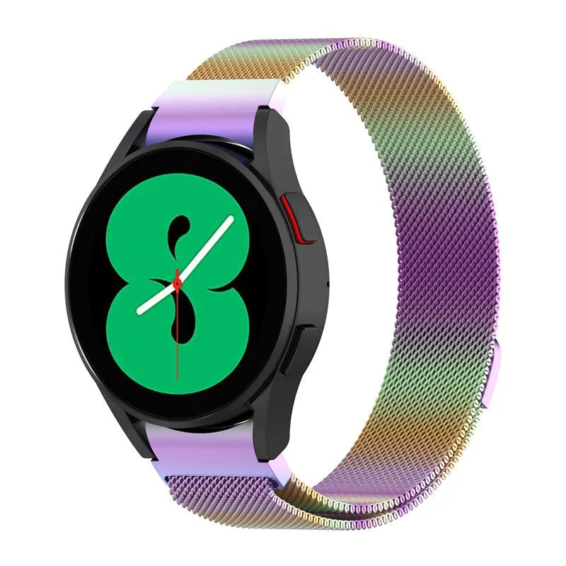 Magnetic Milan stainless steel watch strap for Samsung Watch4 in silver