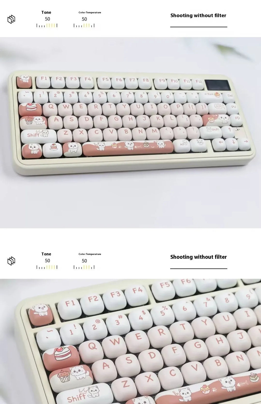 Cartoon dessert cat sublimation printed mechanical keyboard key caps with colourful MOG designs