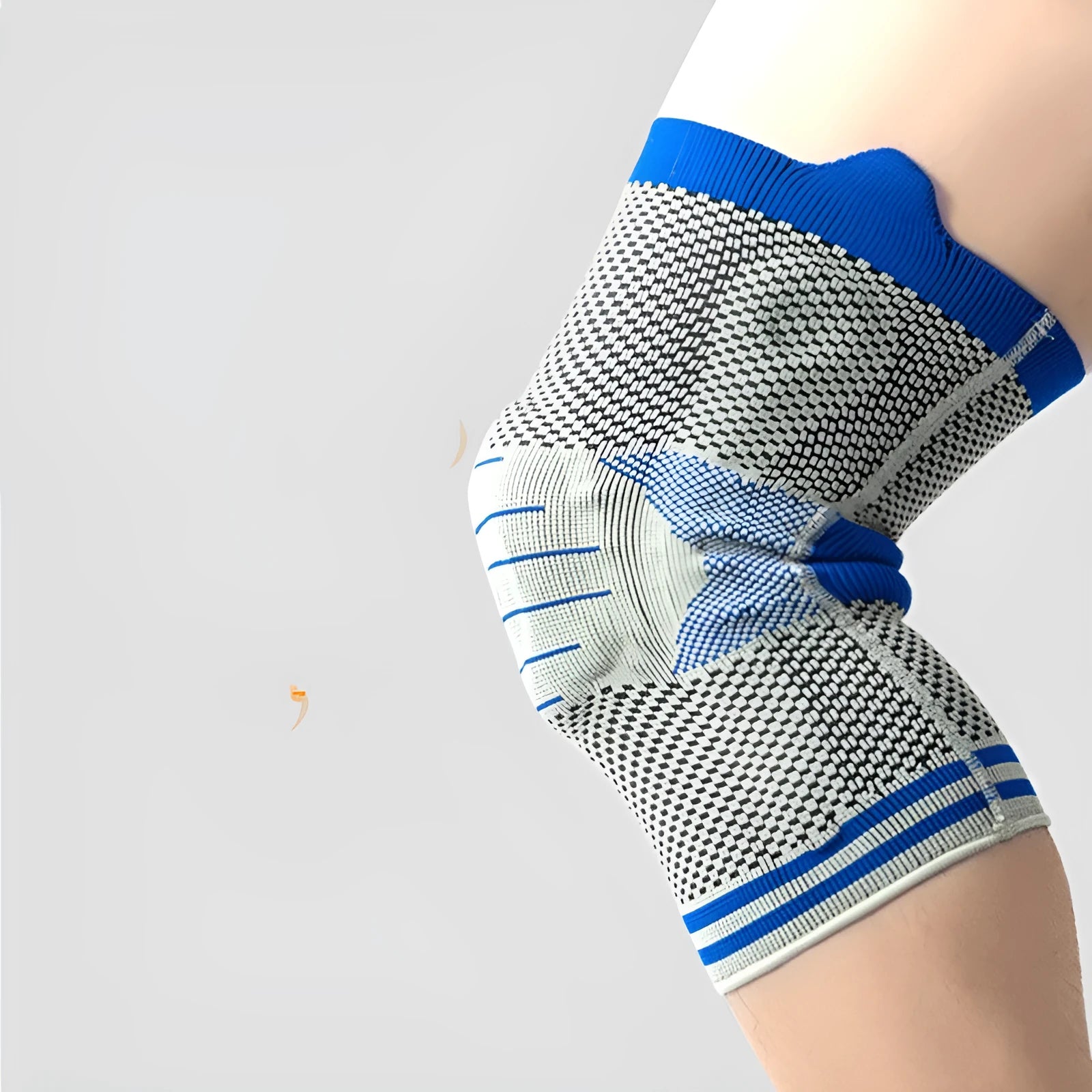 Cotton knee pads with silicone shock absorber in black and blue colour combination