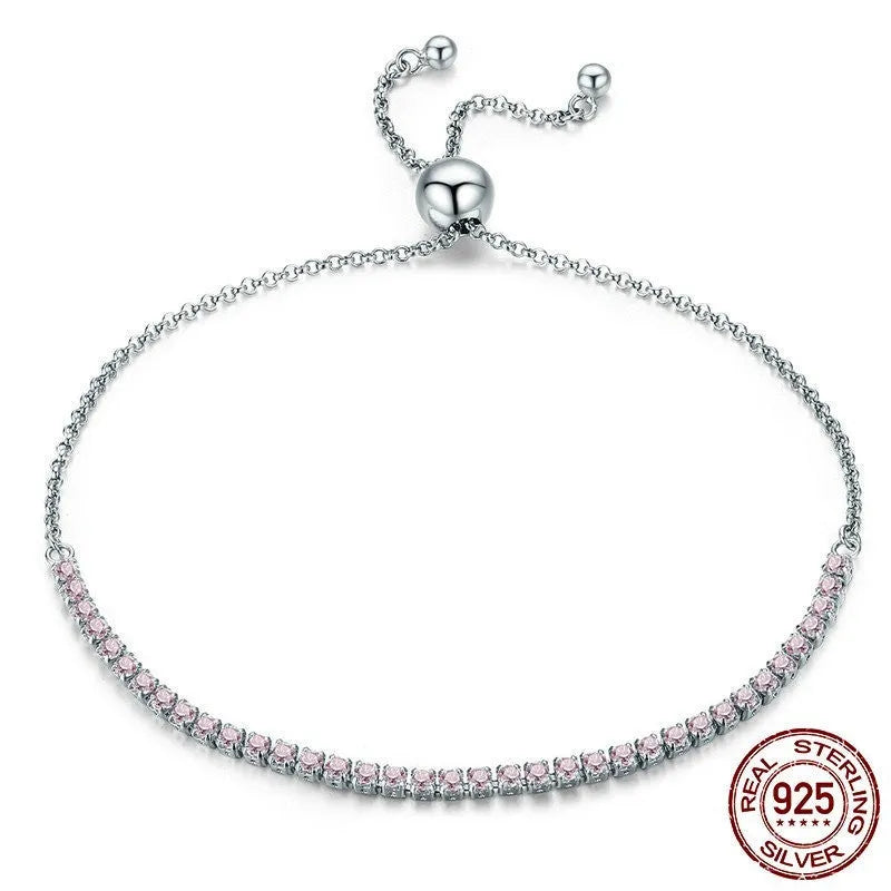 Star Shining Bracelet in silver with platinum finish and zircon stone, 27cm length