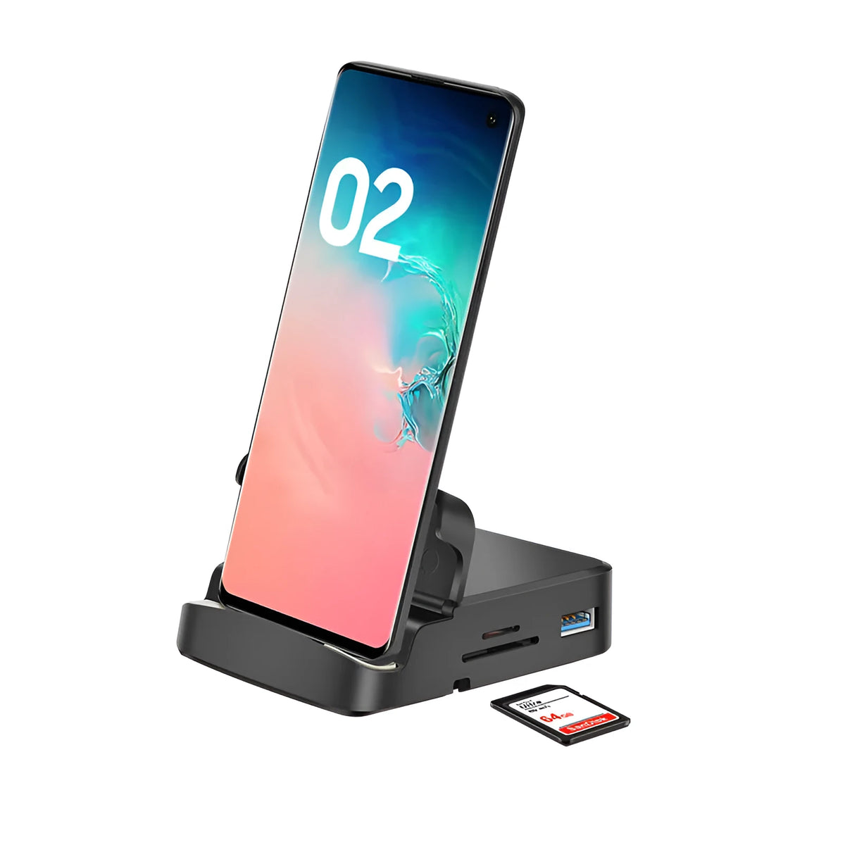 Black bracket Type-C docking station with HDMI, USB 3.0 and two USB 2.0 ports, ABS and aluminium alloy housing