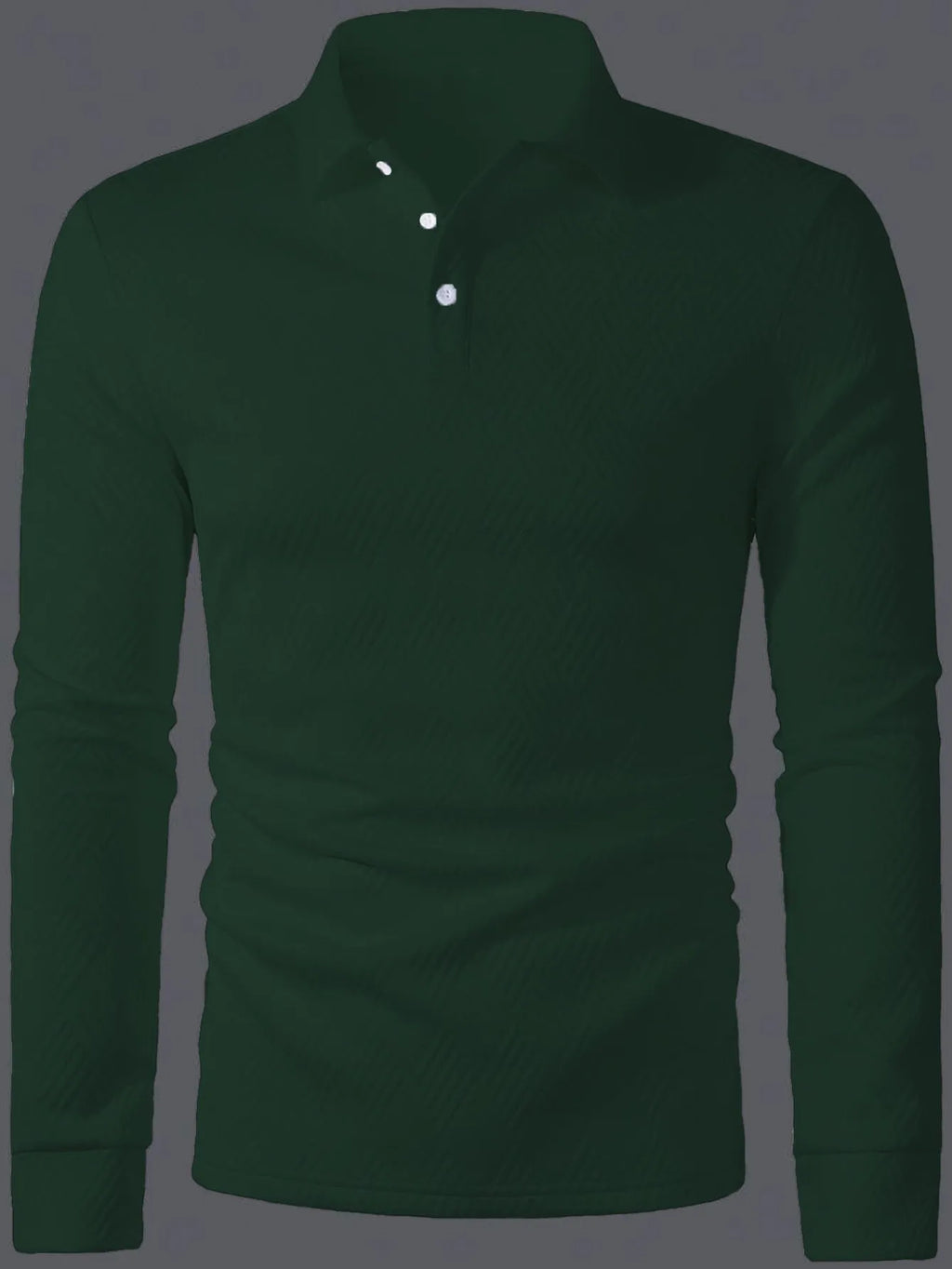 Men's long sleeve polo shirt, loose fit, solid colour, lapel collar, polyester, casual daily top