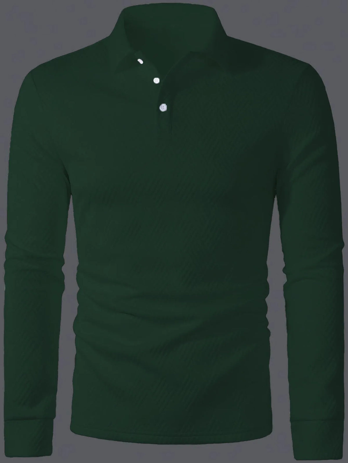 Men's long sleeve polo shirt, loose fit, solid colour, lapel collar, polyester, casual daily top