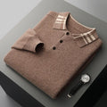 Men's gray cashmere jacquard pullover loose fit thick winter long sleeve light business top