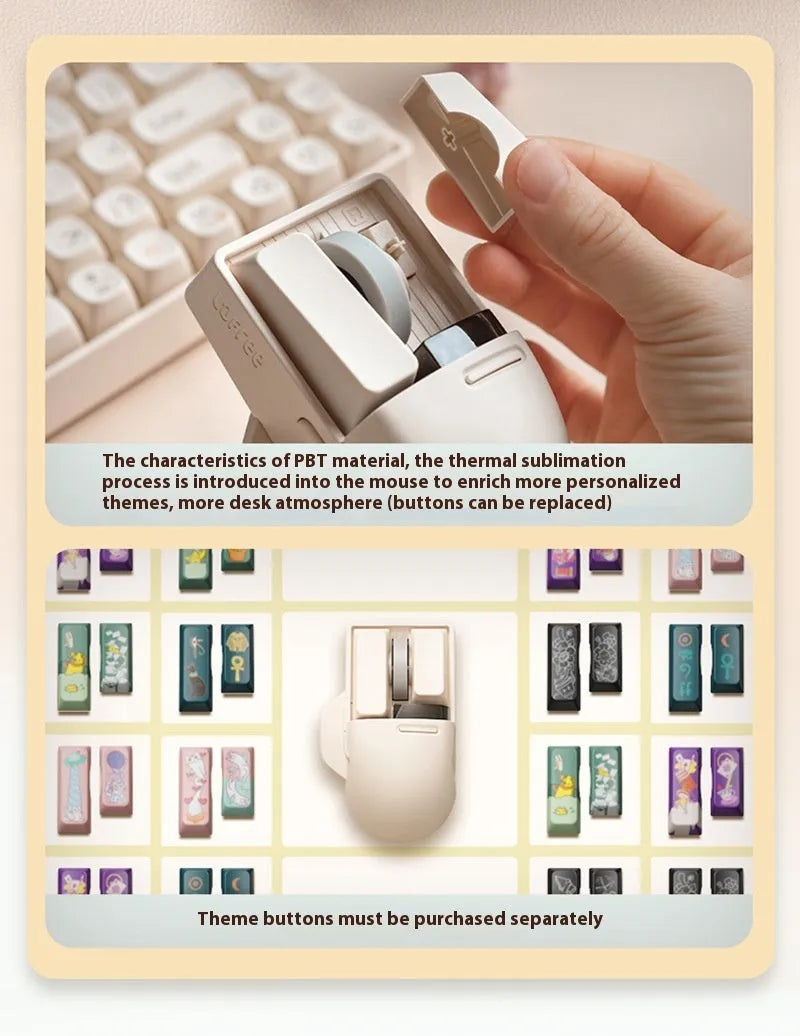 Xiaoqiao Tofu coloured three-mode wireless mouse with ergonomic shape on a desk.