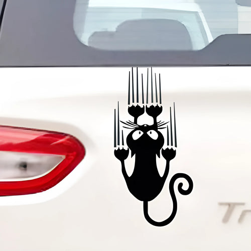 Reflective cat paw car sticker 15x7.5cm black self-adhesive scratch cover decal on car body