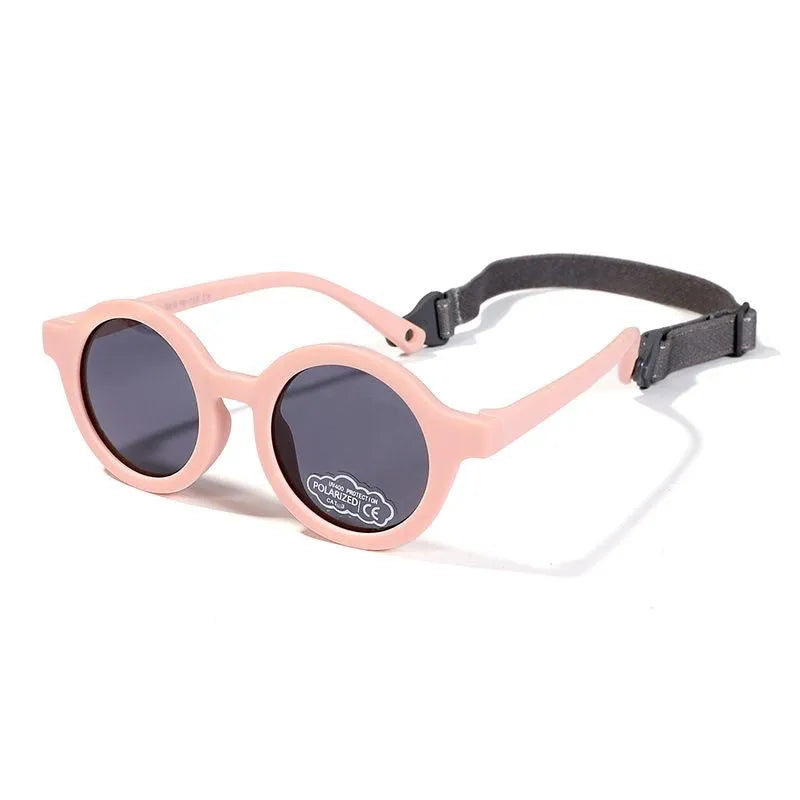 Children's round frame polarised sunglasses with UV400 protection for 0-3 year olds in various colours