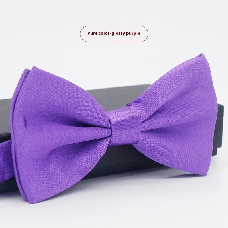 Solid colour flat head polyester bow tie for formal wear and weddings