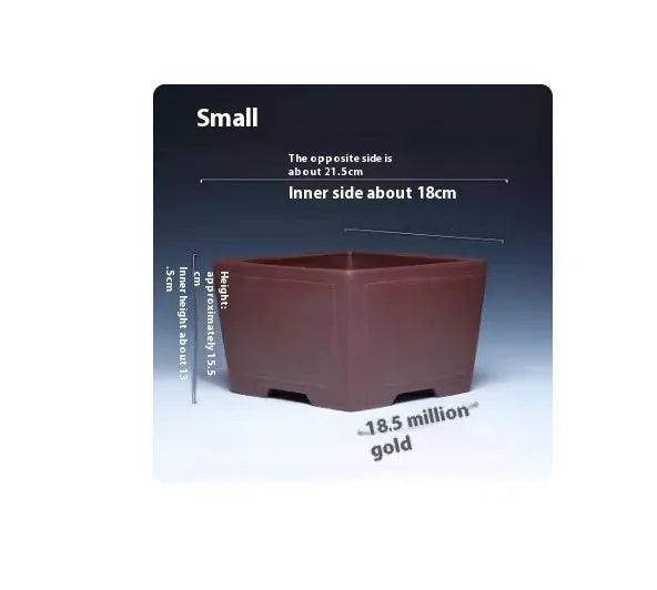 Square purple clay succulent bonsai pot in classical design for tabletop or floor placement