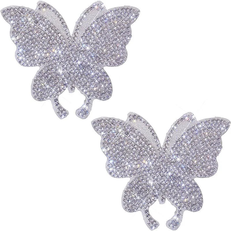 Glass diamond car sticker showing bear paw and butterfly design options on a 7x6cm patch.