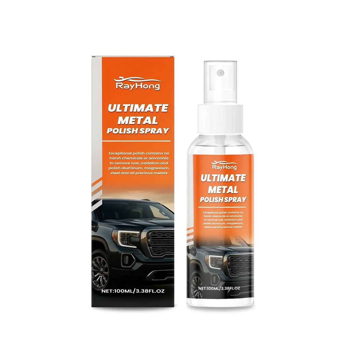 100ml automotive metal rust remover bottle with water-based citric acid formula for car metal surfaces