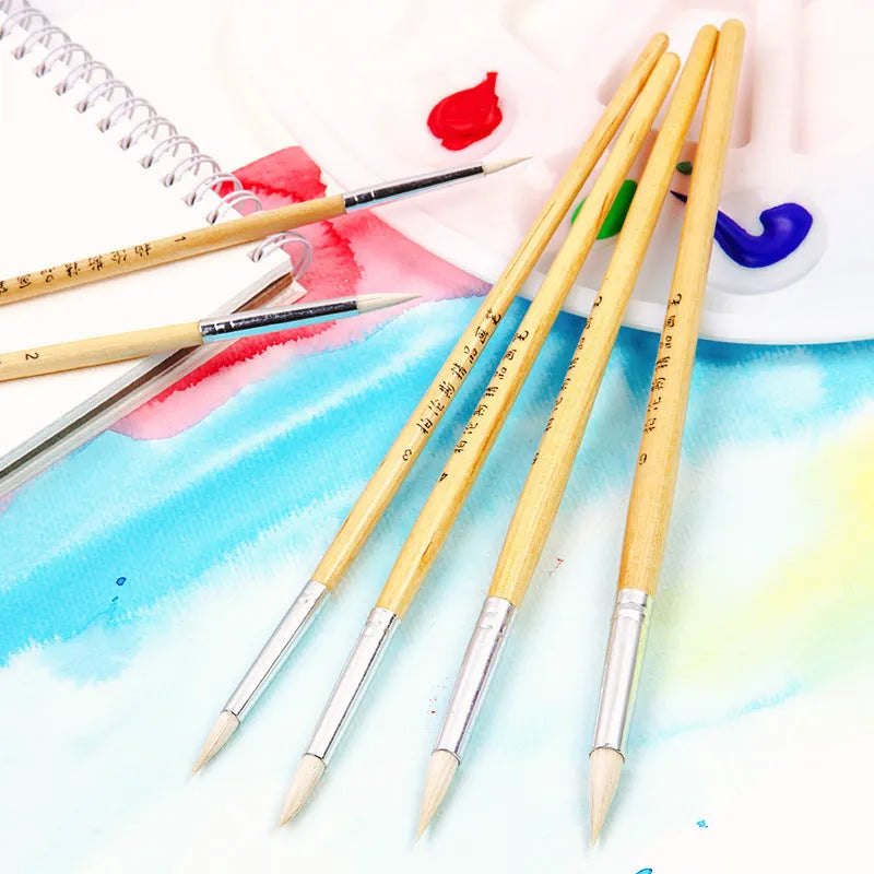 Wooden hook line pen brush suit of six pieces for wool yarn craft projects