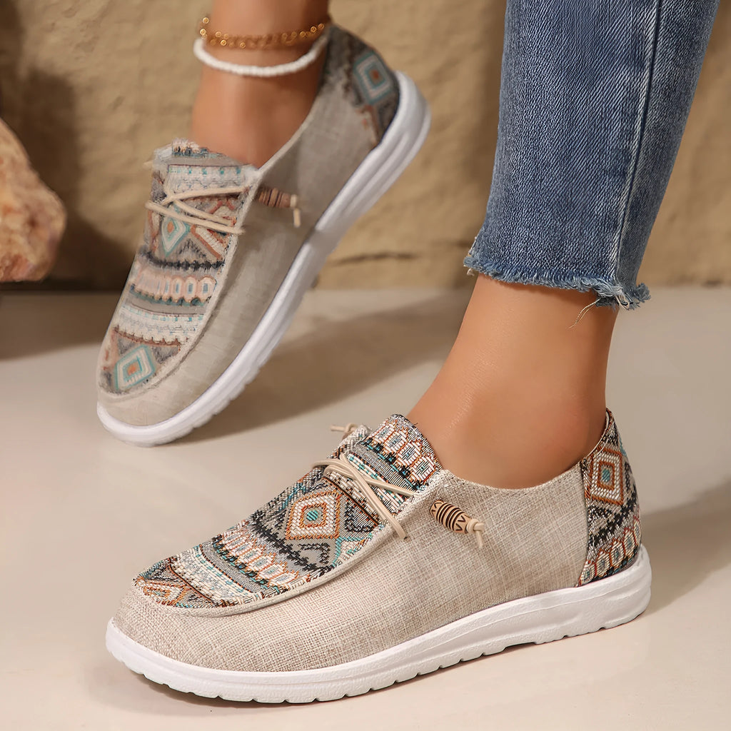 Women's flat round toe low-top shoes in black, dark gray, and khaki colours with artificial PU uppers