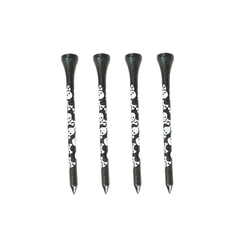 Black skull print bamboo golf spike dowel pins in 70mm and 83mm sizes