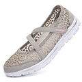 Women's beige mesh lace-up casual flat shoes with round toe and sewing line detail