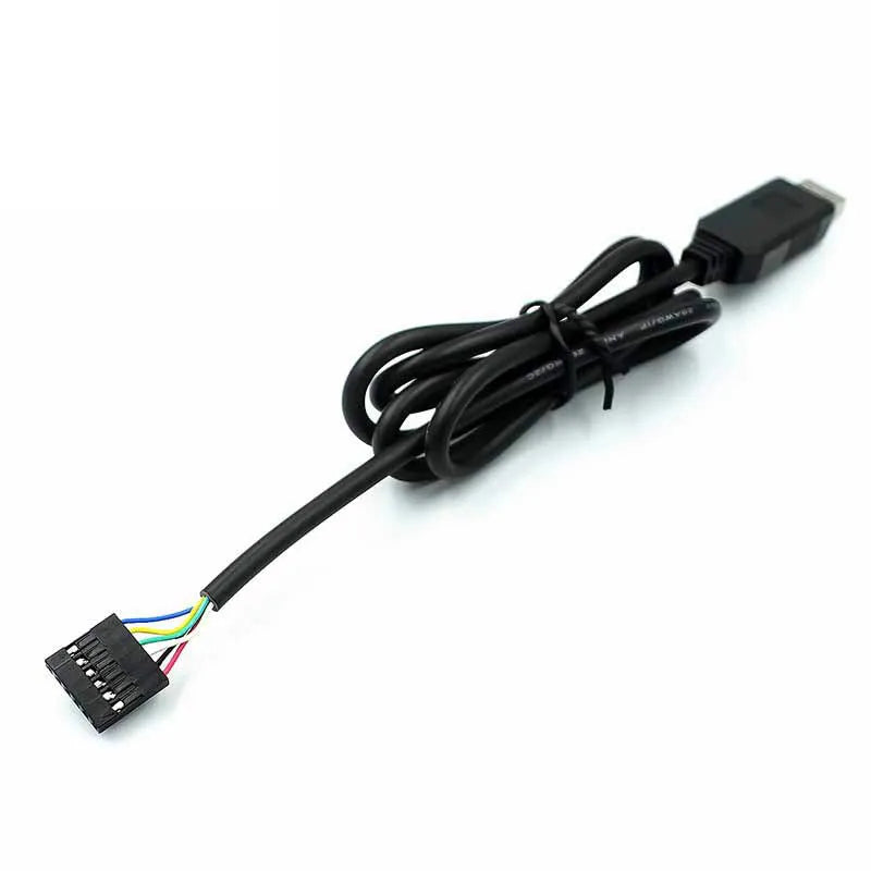 Black FT232 USB to TTL download cable with 6-pin connector and 1 metre length for programming