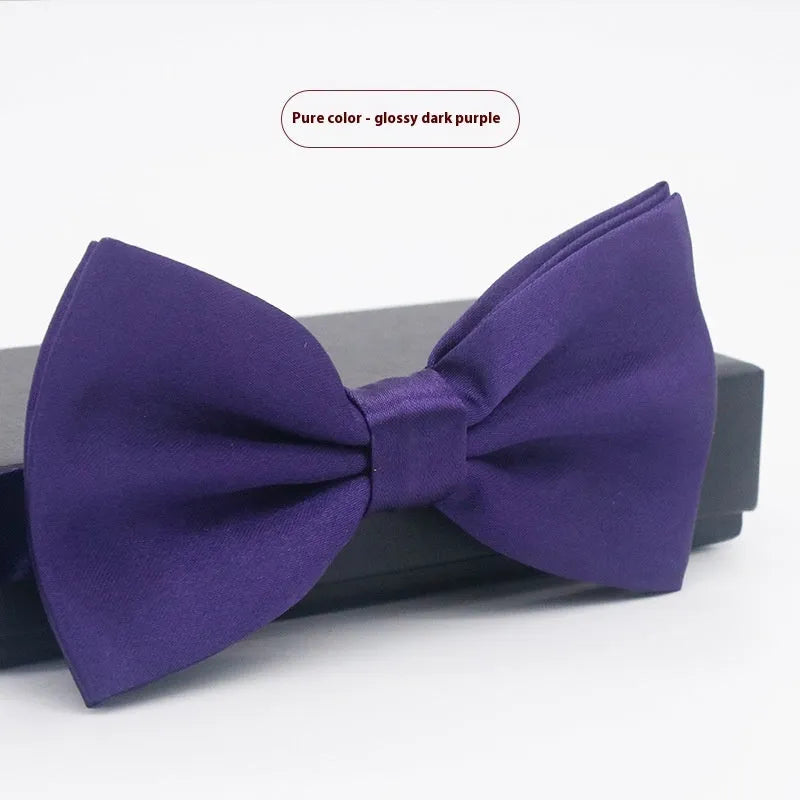 Solid colour flat head polyester bow tie for formal wear and weddings