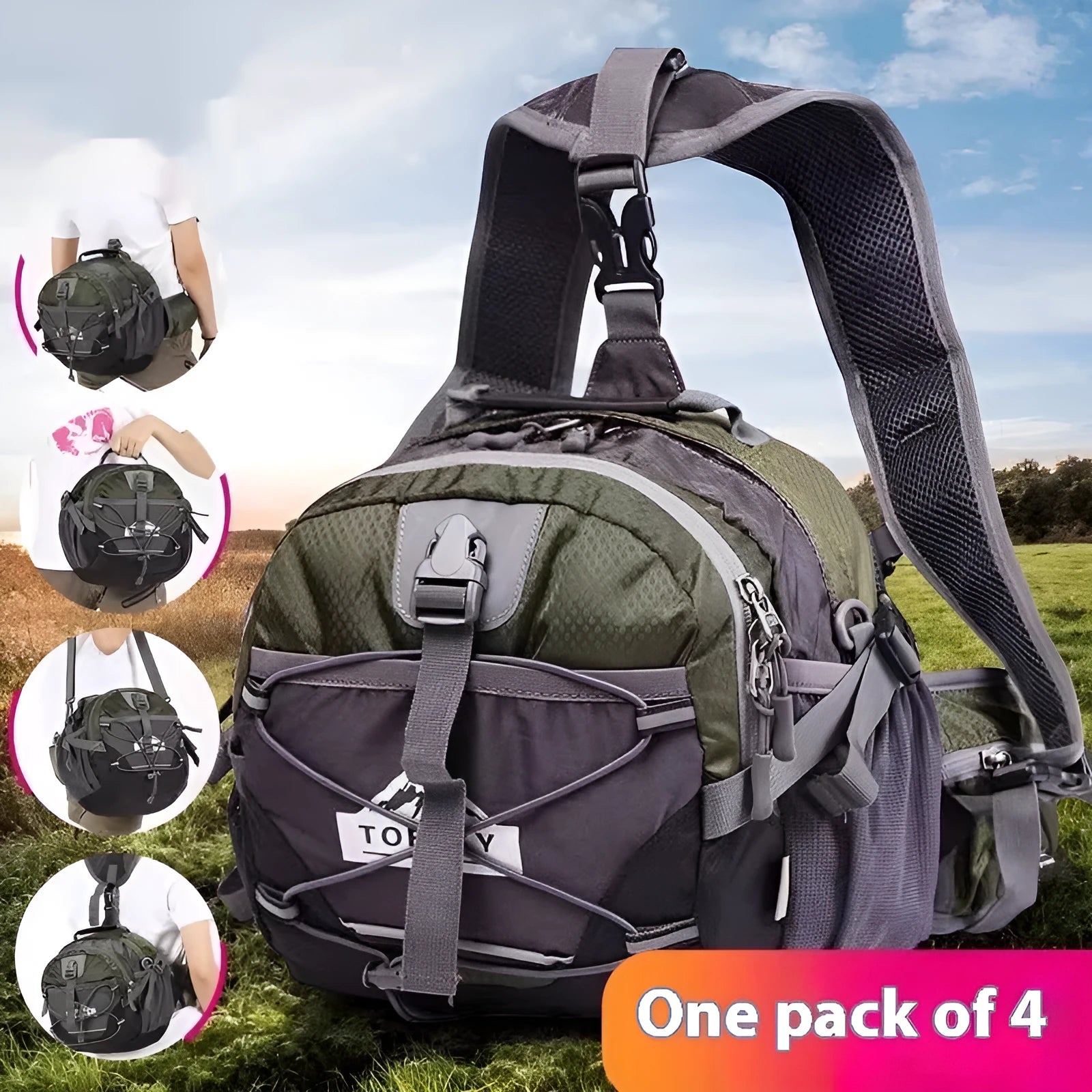 Outdoor multi-functional sports waist bag 18L nylon unisex letter graphic in army green