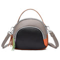 Hand-held crossbody first layer cowhide leather single-shoulder bag in soft round shape with sewing line detail