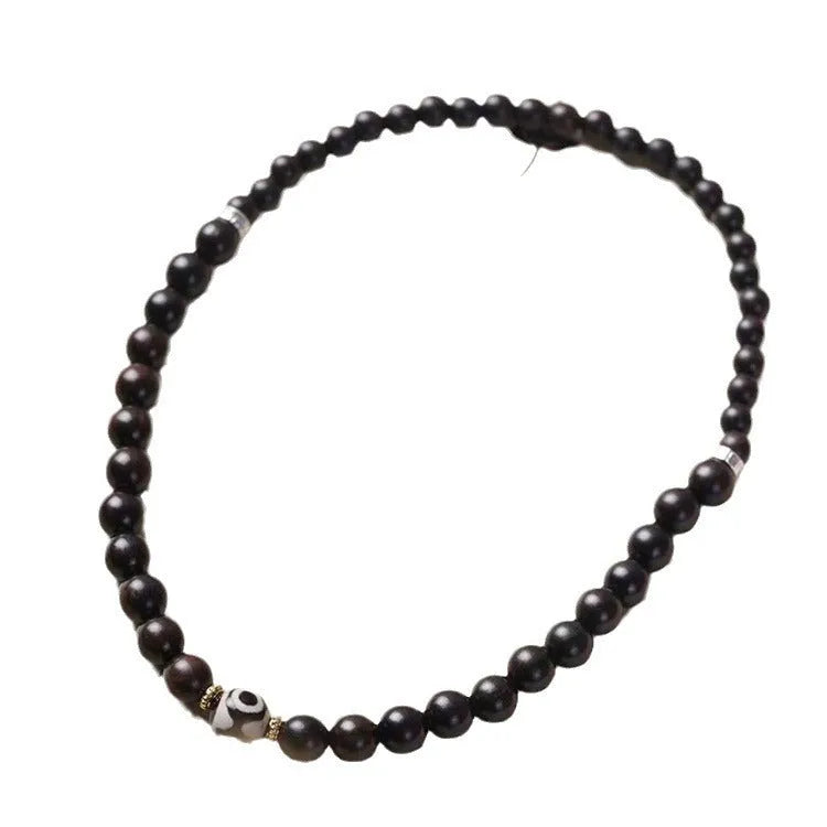 Ebony wood Tibetan prayer bead bracelet with 8mm beads in two-circle design