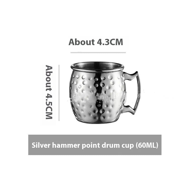 Stainless steel Moscow Mule cup with copper-plated finish in silver, gold, rose gold or black colour options