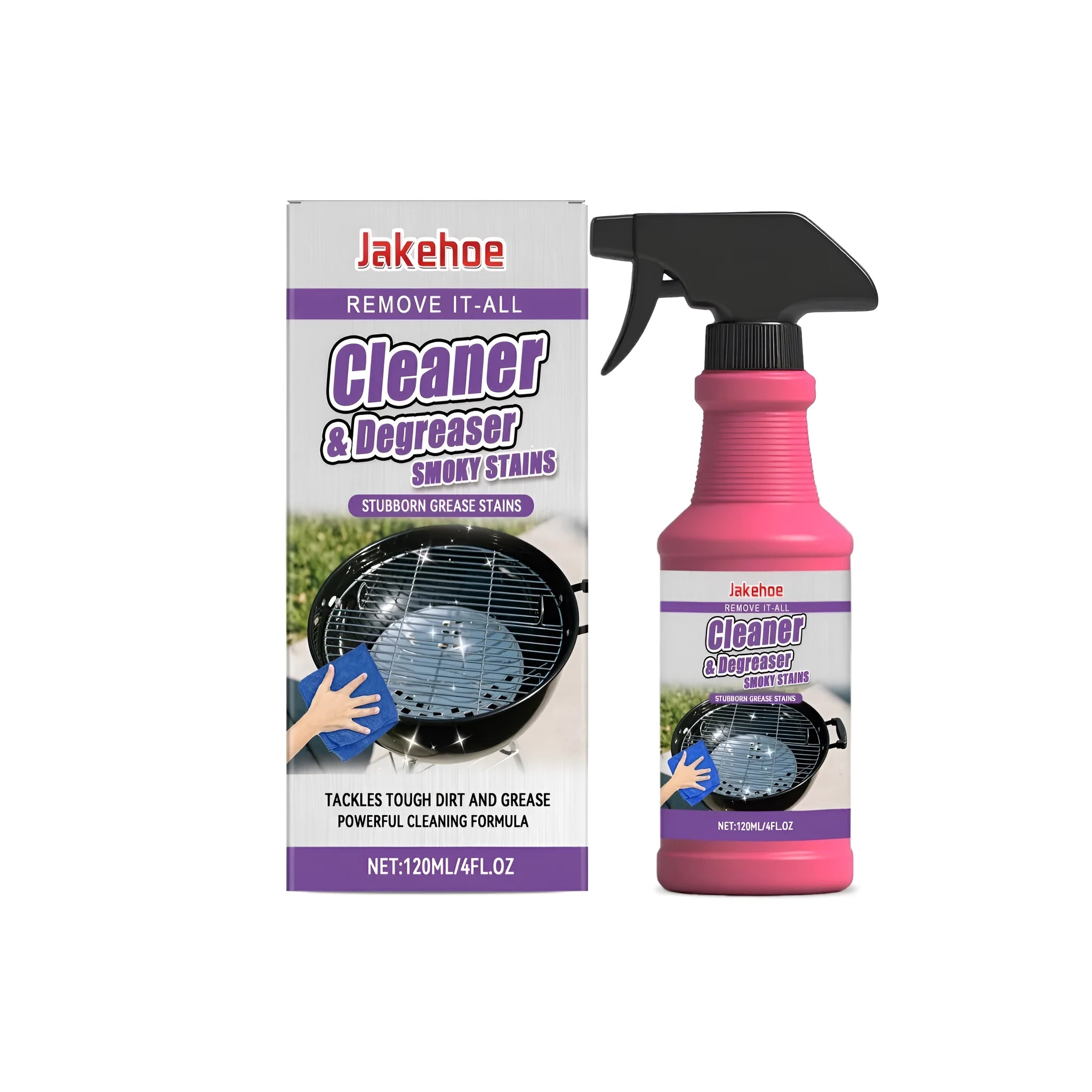 120ml bottle of barbecue grill rack cleaning agent with grease-removing formula.