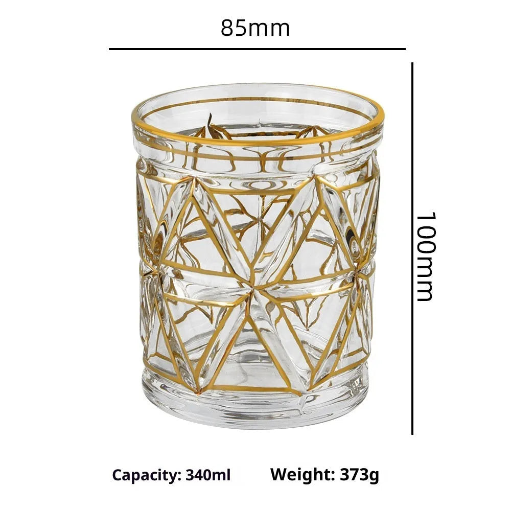 Crystal glass whiskey shot glass with gold finish and single-layer construction
