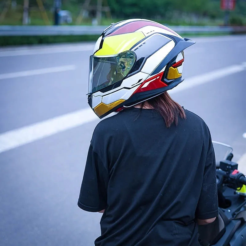 Big tail motorcycle helmet in ABS, shown in a matte black finish with sizes M to XXL