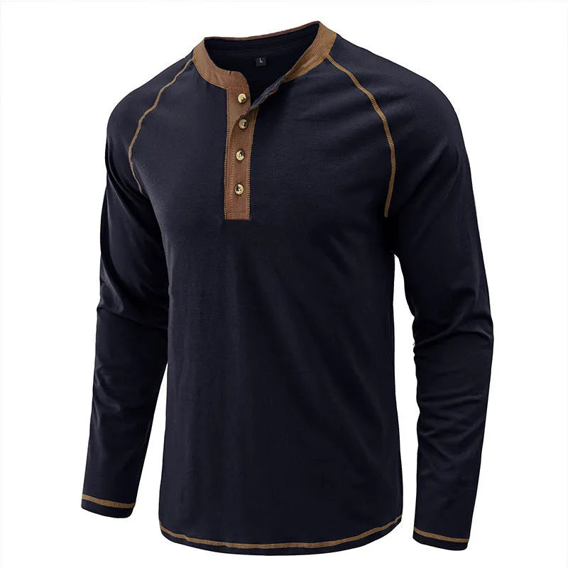 Men's cotton long-sleeved T-shirt in straight fit with raglan sleeves, available in multiple colours including white and camel