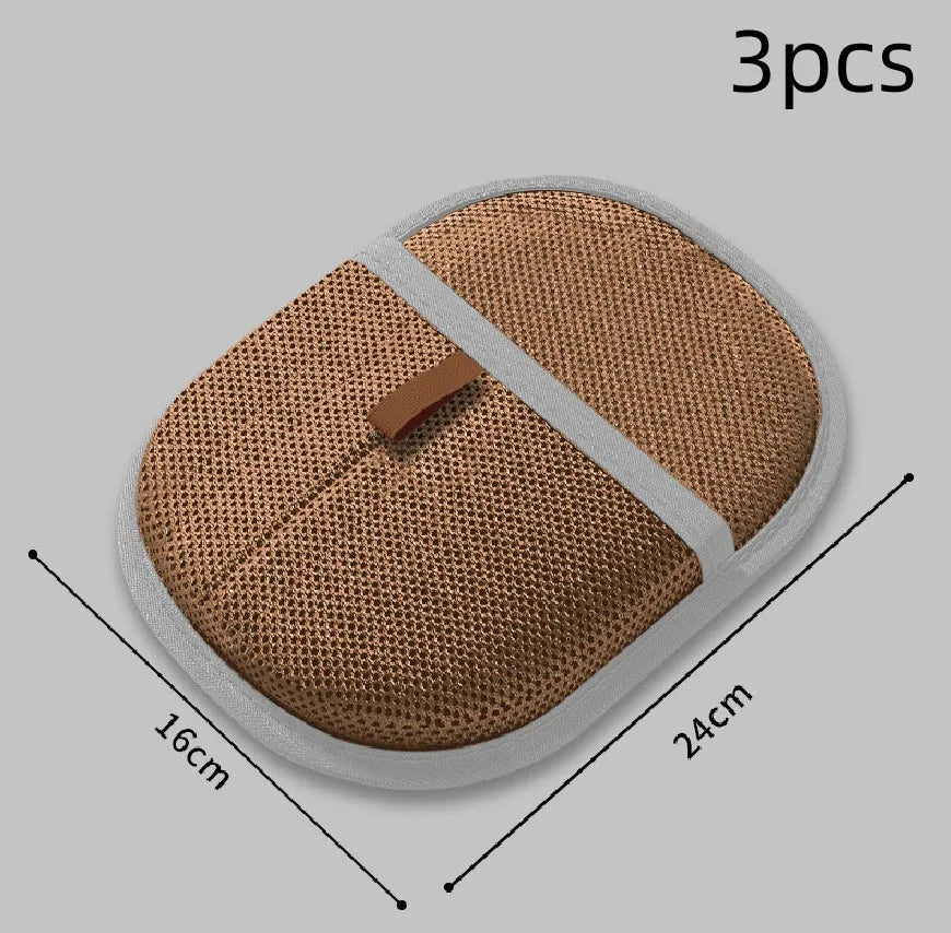 Black pet hair remover mitt with silicone bristles for dog and cat grooming