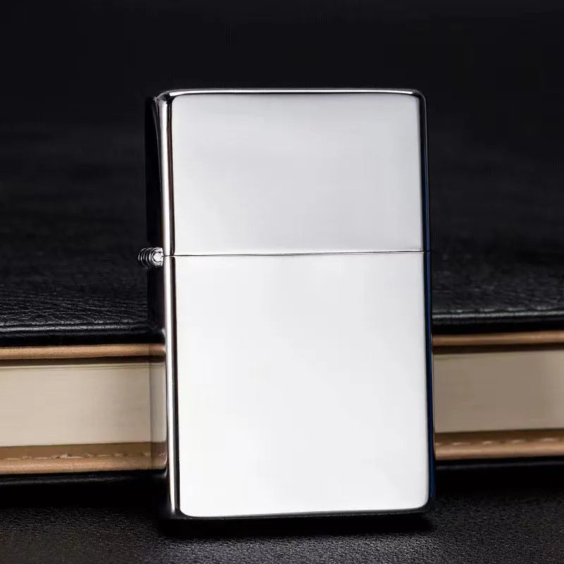 Bright chrome plate sand wheel windproof lighter with metal body and kerosene fuel system
