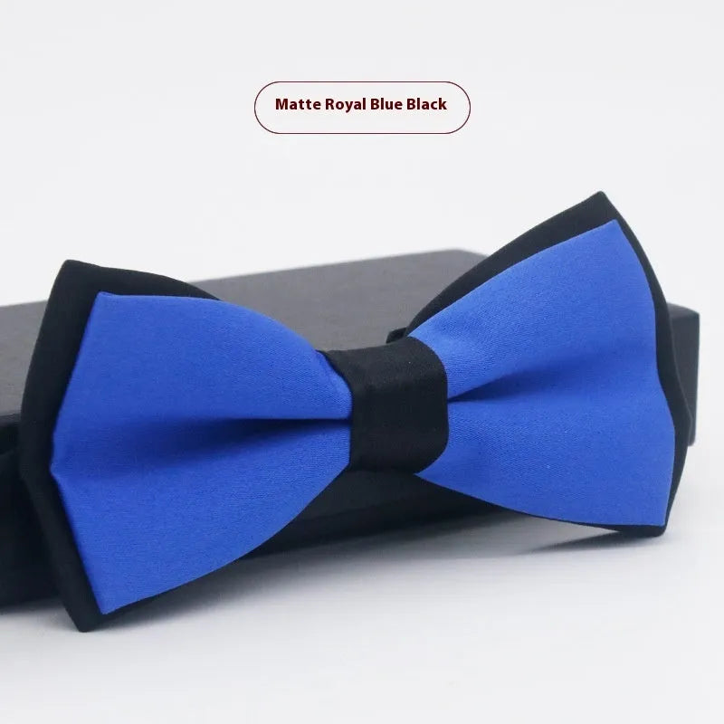 Solid colour flat head polyester bow tie for formal wear and weddings