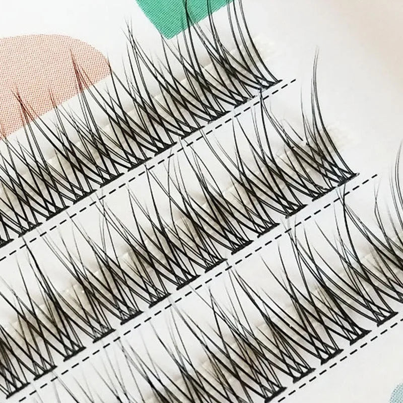 V-shaped fairy fishtail false eyelashes 10mm length black colour thick segment design