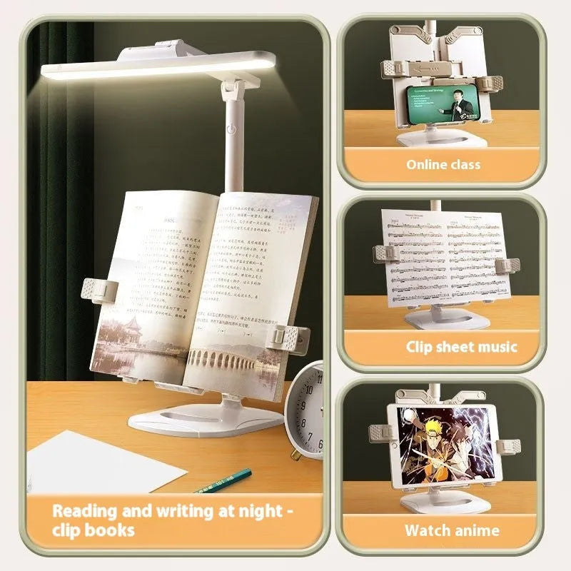 Adjustable reading bookshelf lamp with three colour temperature settings and dual power options