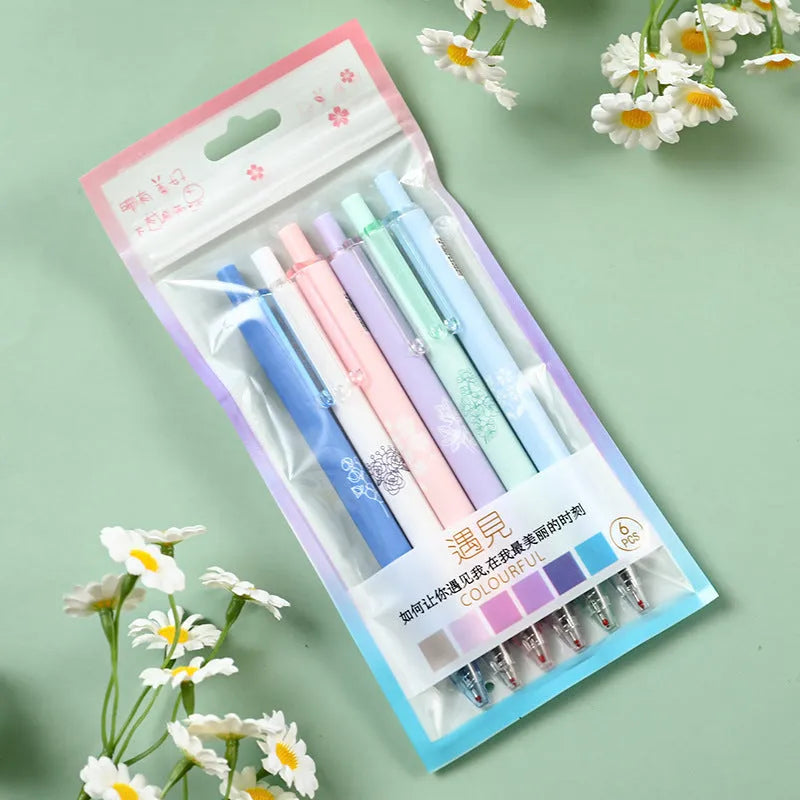 Press-type neutral pen with 0.5mm fine tip in matcha party colour, plastic case, stainless steel nib