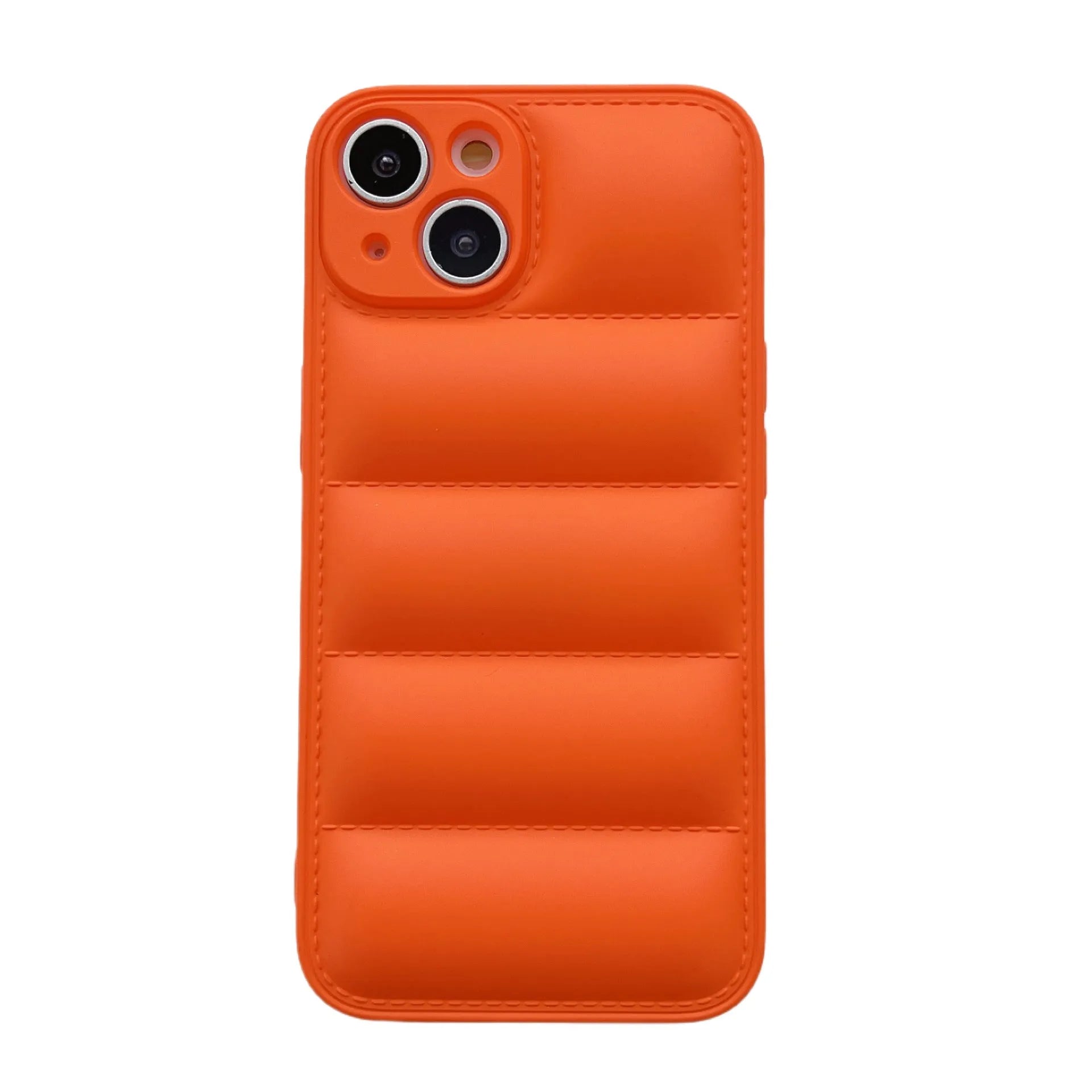 Plastic down jacket phone case for iPhone 15 series in black, shockproof TPU back cover