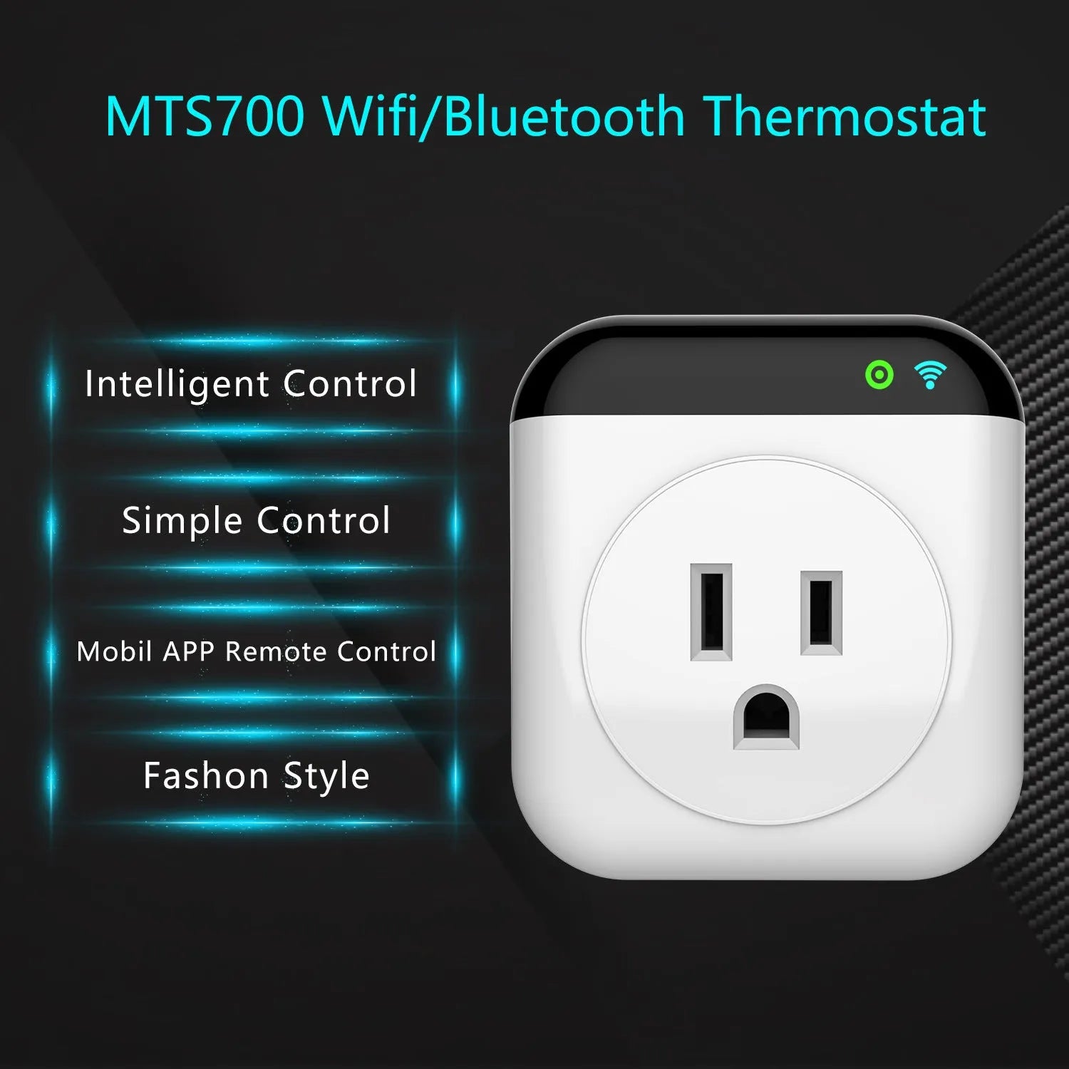 White Tuya WiFi smart temperature control switch socket with three-hole US electrical outlet and child safety protection
